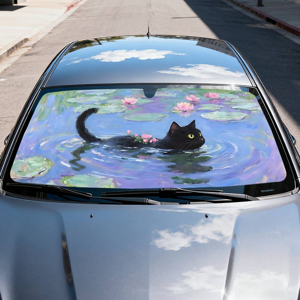 Cartoon Cat In Lotus Leaf Car  - Car Accessories Window recension och pris